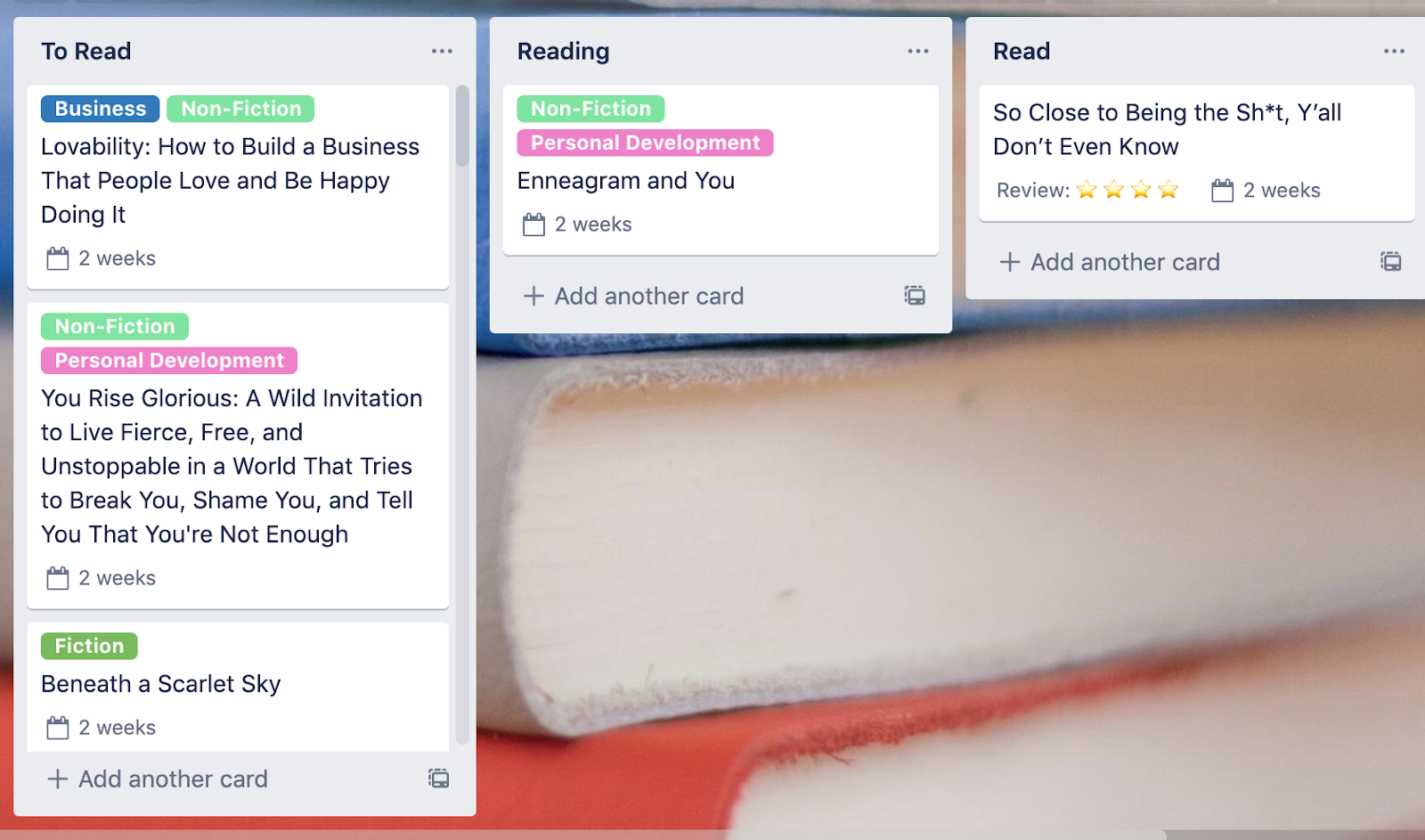 picture of trello board with three lists