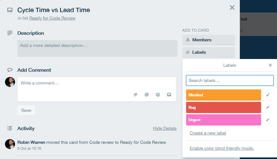 labels in kanban process