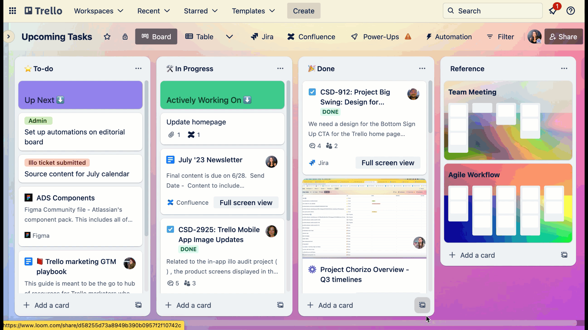 gif of confluence smartlink on Trello card back