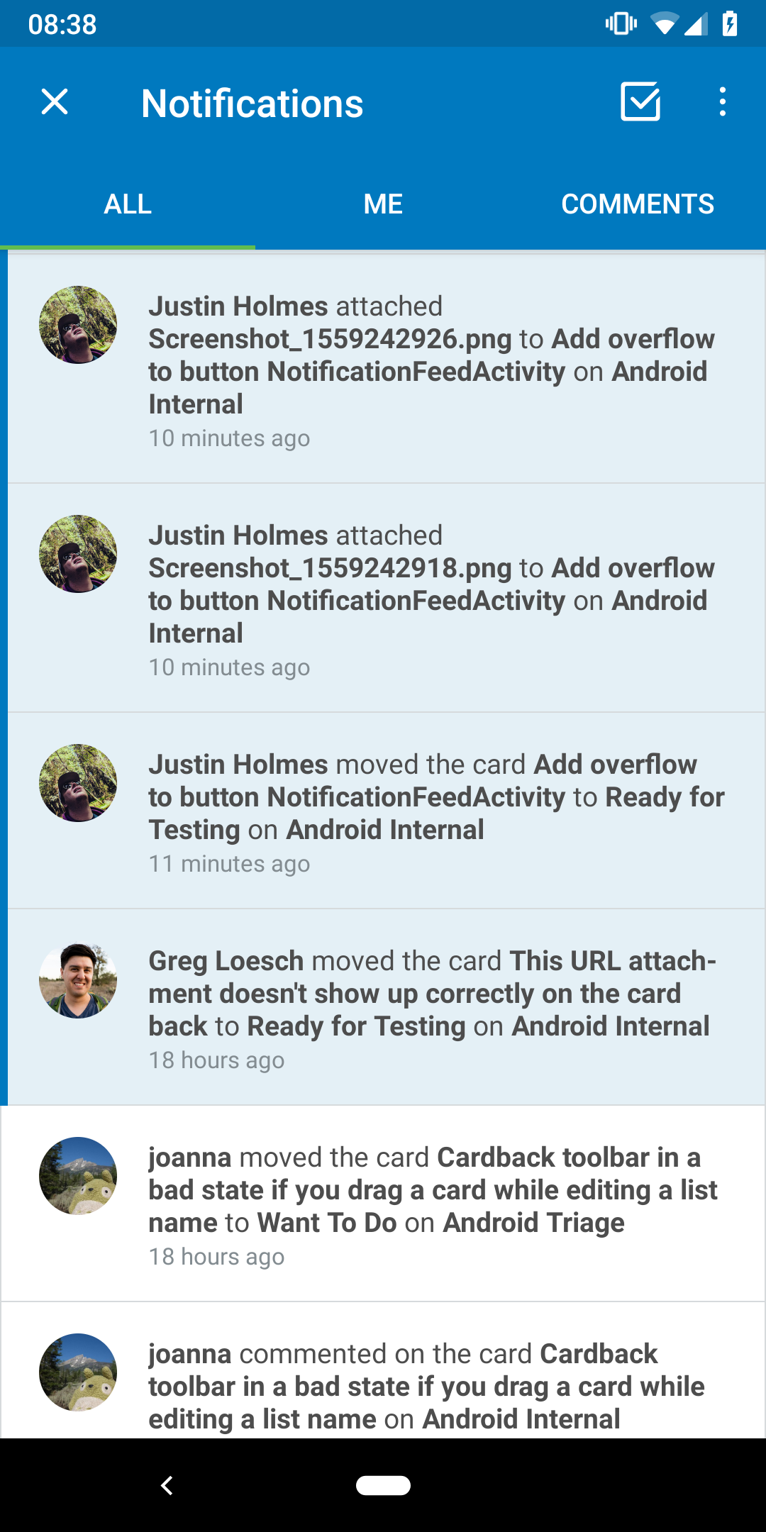 mobile notifications in Trello