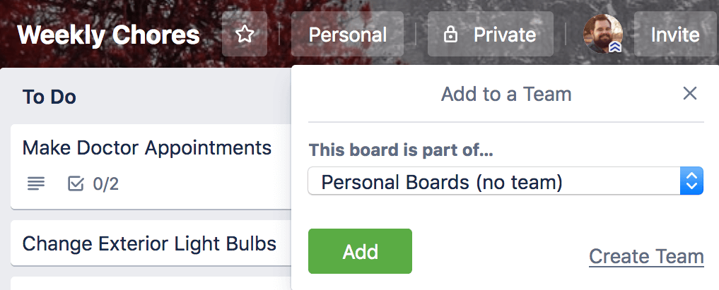 how to move a personal board to a trello team