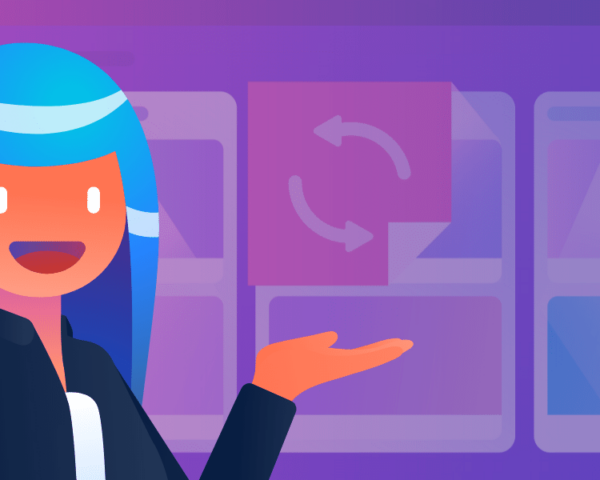 illustration of a person showing how project lifecycle looks on a Trello board