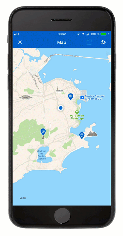 GIF of an iPhone screen with the Map Power-Up