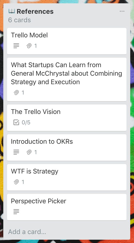 References Trello list