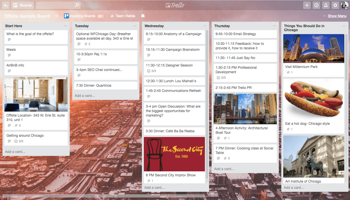 Team Offsite Planning Template Trello Board