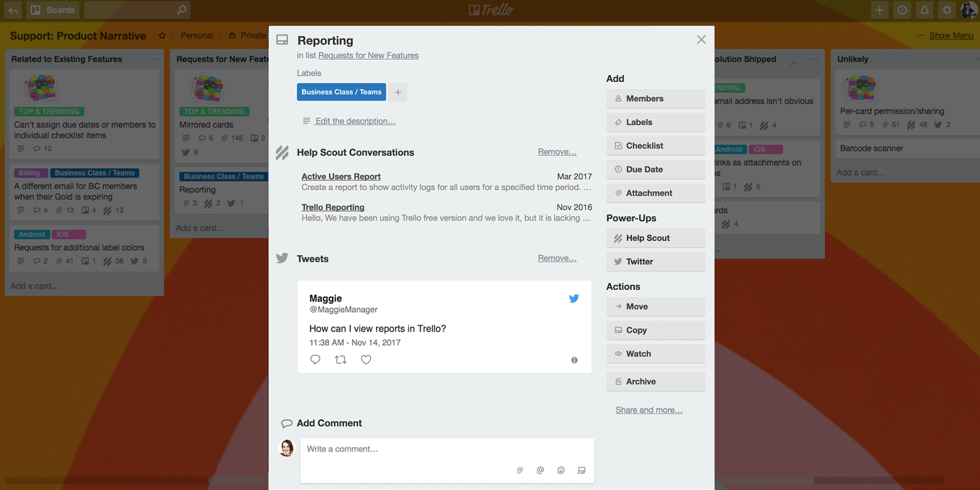 Feature Request Trello card