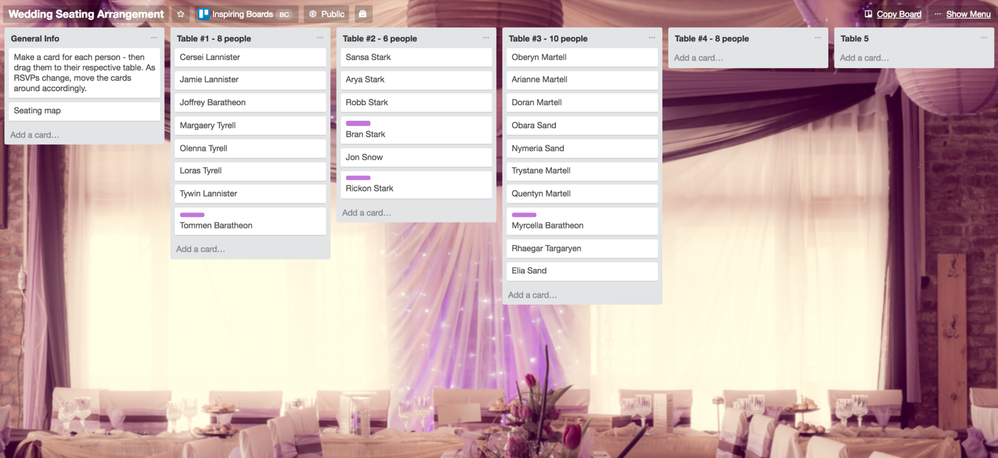 Wedding Reception Seating Chart Template