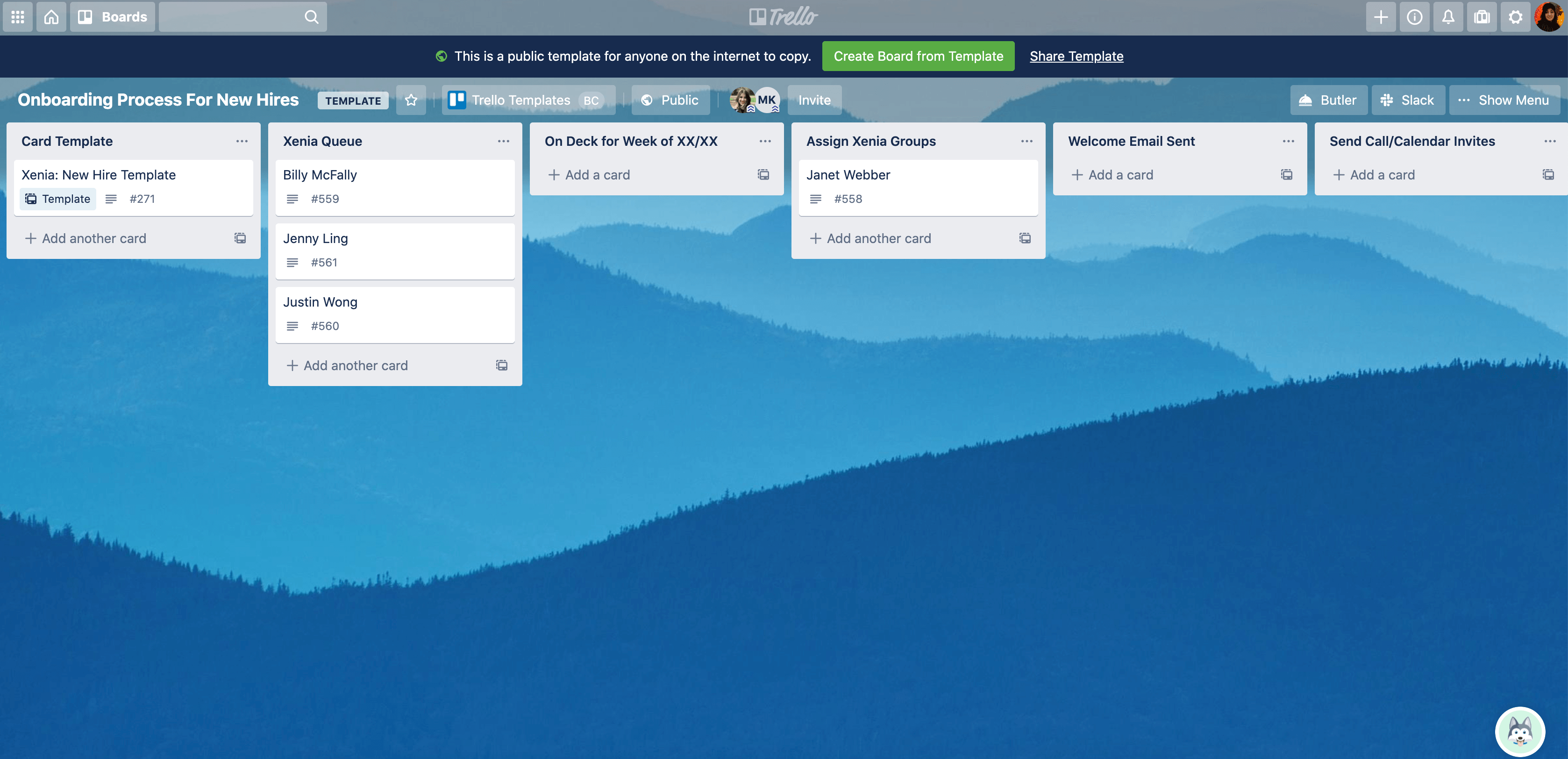 Onboarding process for new hires trello board template