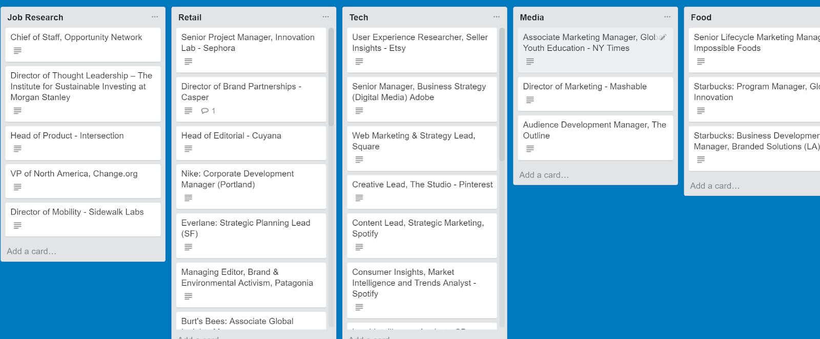 How to use Trello lists to organize your job search
