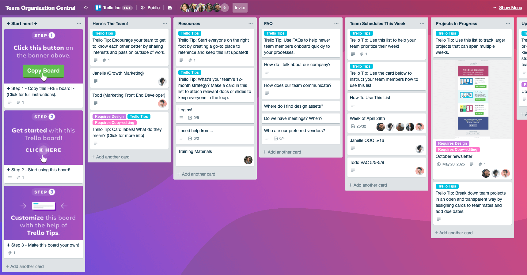 team resources board in trello