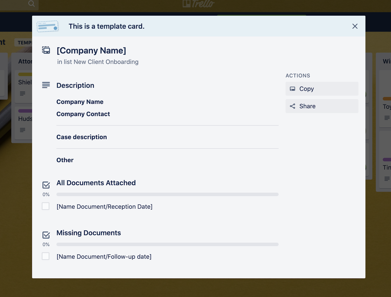 Trello Client Management Workflow Template Screenshot
