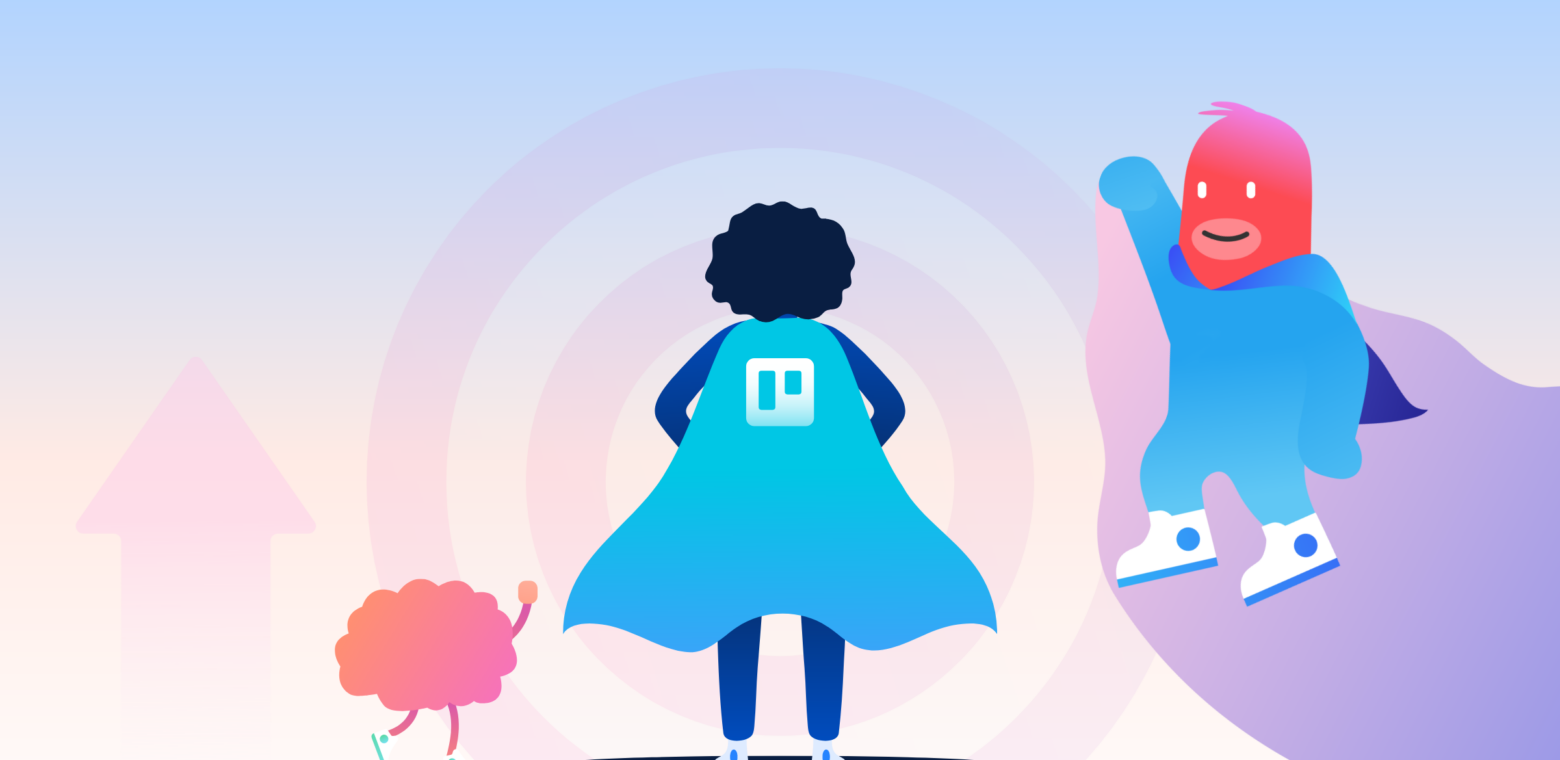 illustration of a trello for sales superhero in a cape