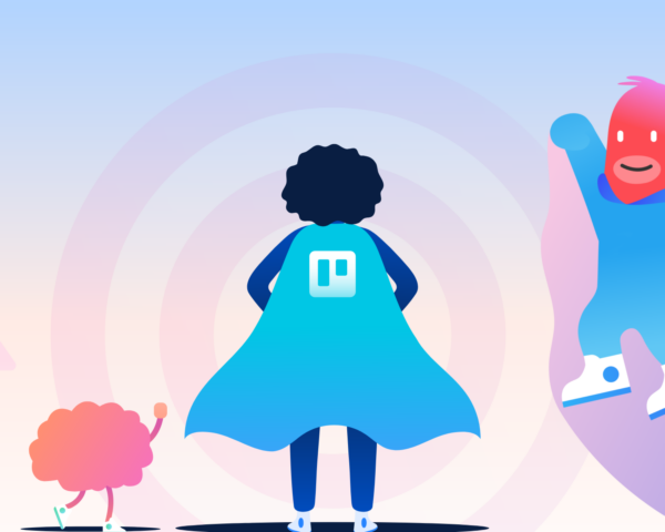 illustration of a trello for sales superhero in a cape