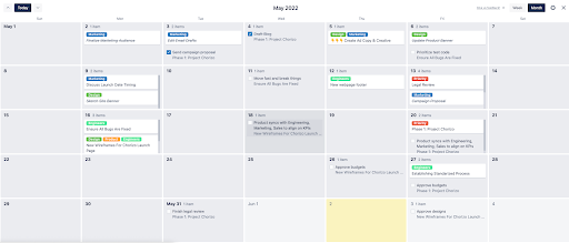 screenshot of the Trello Calendar View