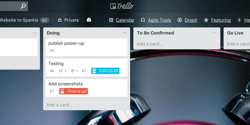 View of Countdown Power-Up on Trello card front
