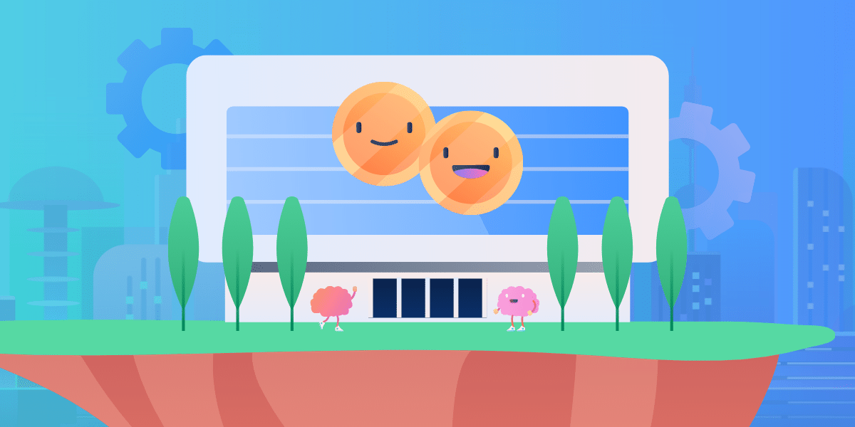 illustration of two happy faces on a computer screen taking Trello training