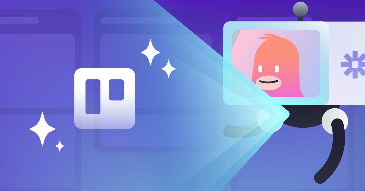 A spotlight on the Trello logo with stars above