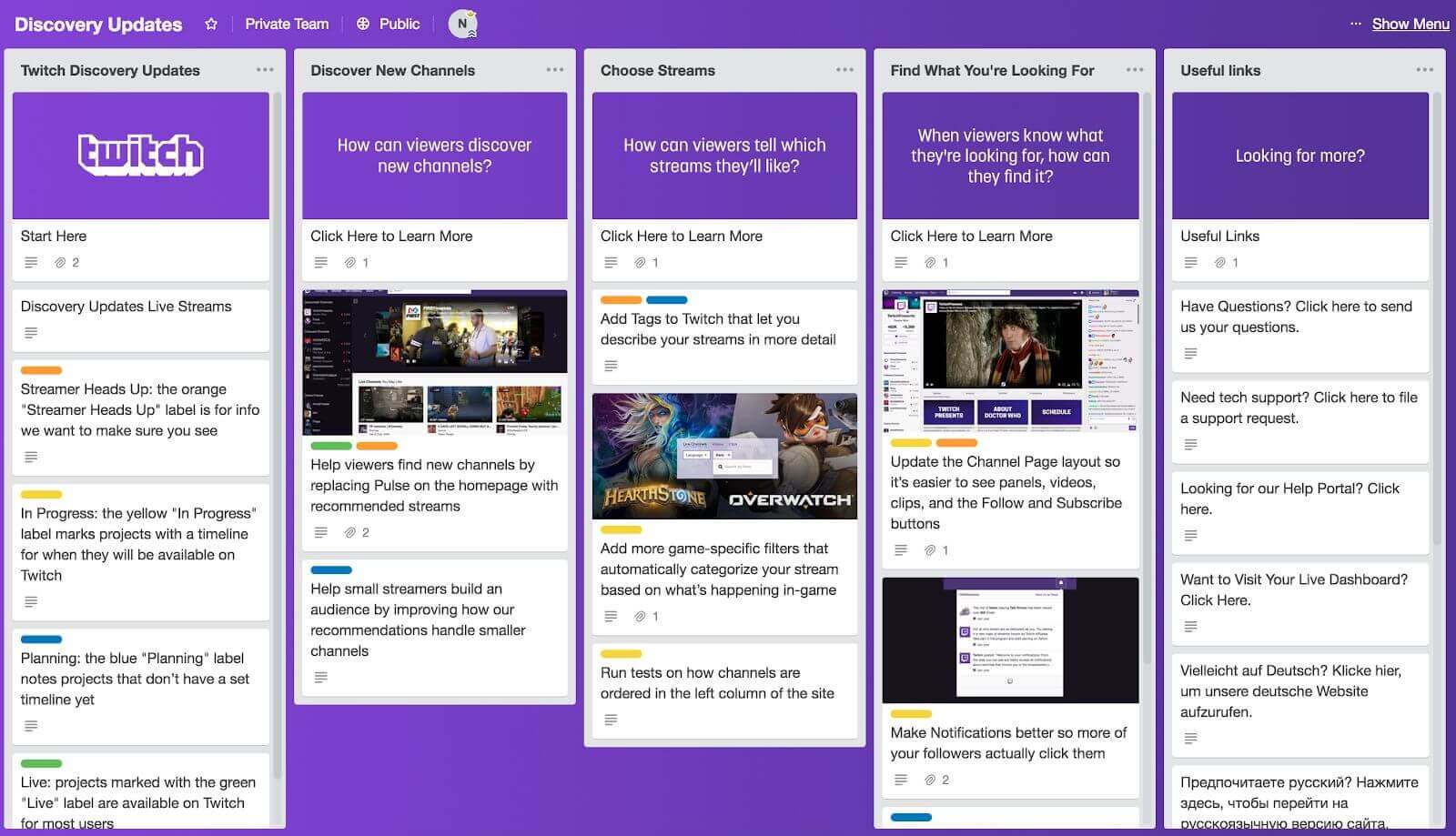 Public Twitch Trello board