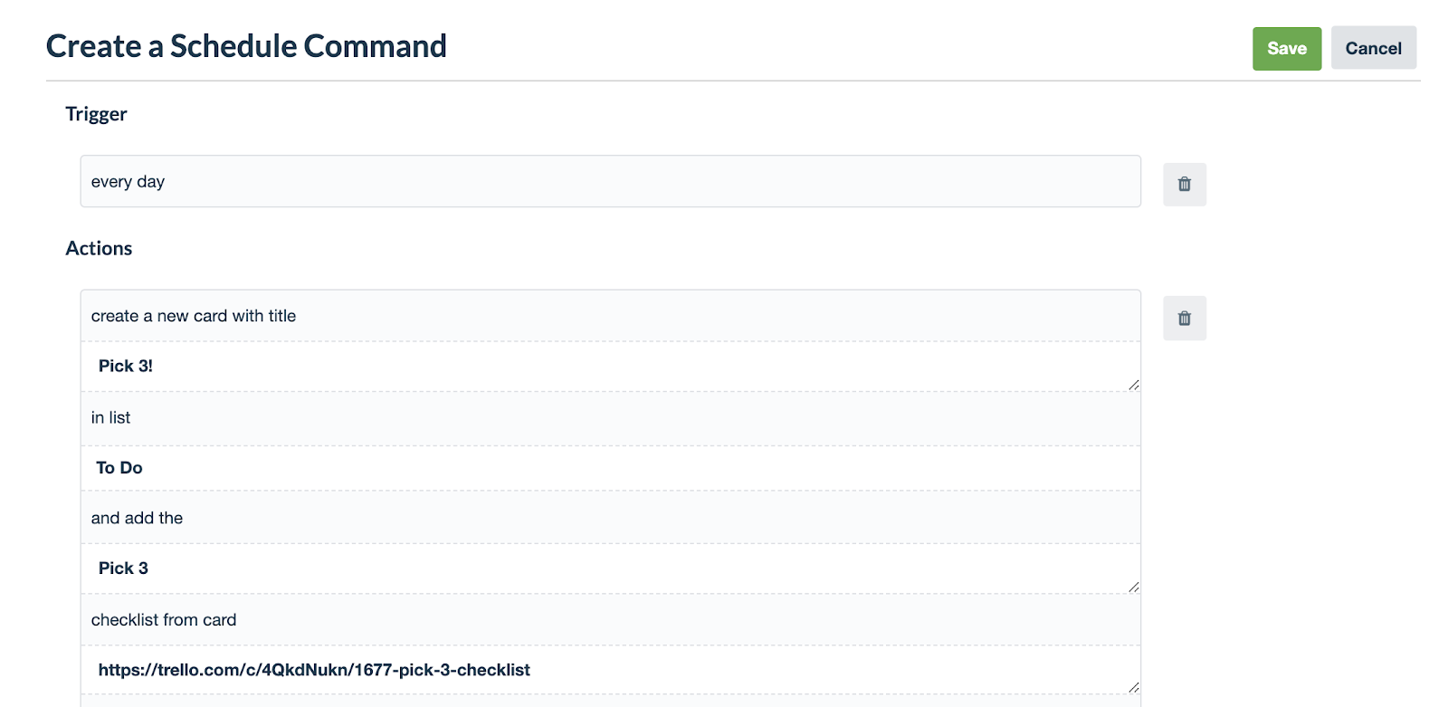 screenshot of butler schedule command