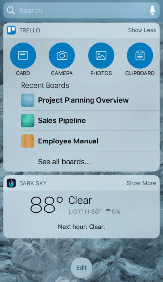 Trello iOS 10 Widget