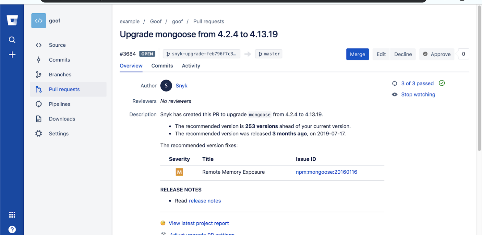 Keep your dependencies up-to-date with Snyk auto upgrade for Bitbucket Cloud