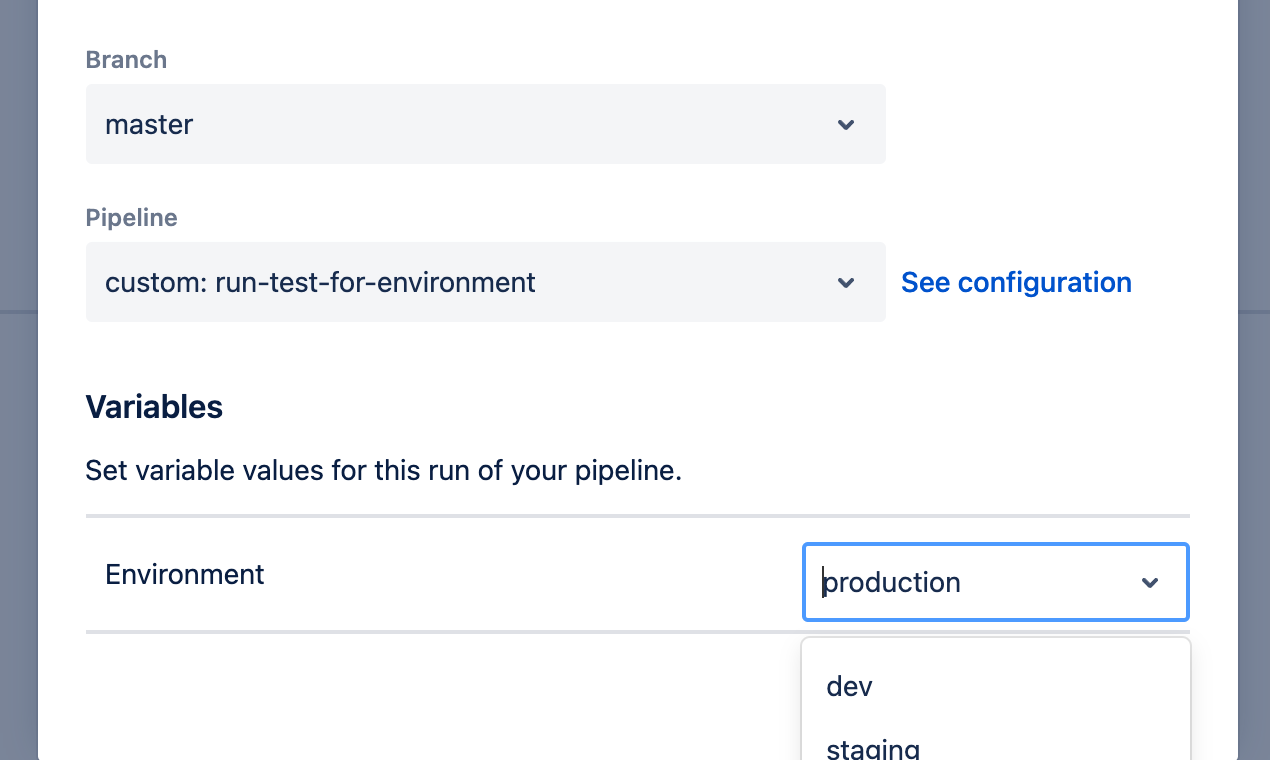 Predefine values of custom pipeline variables