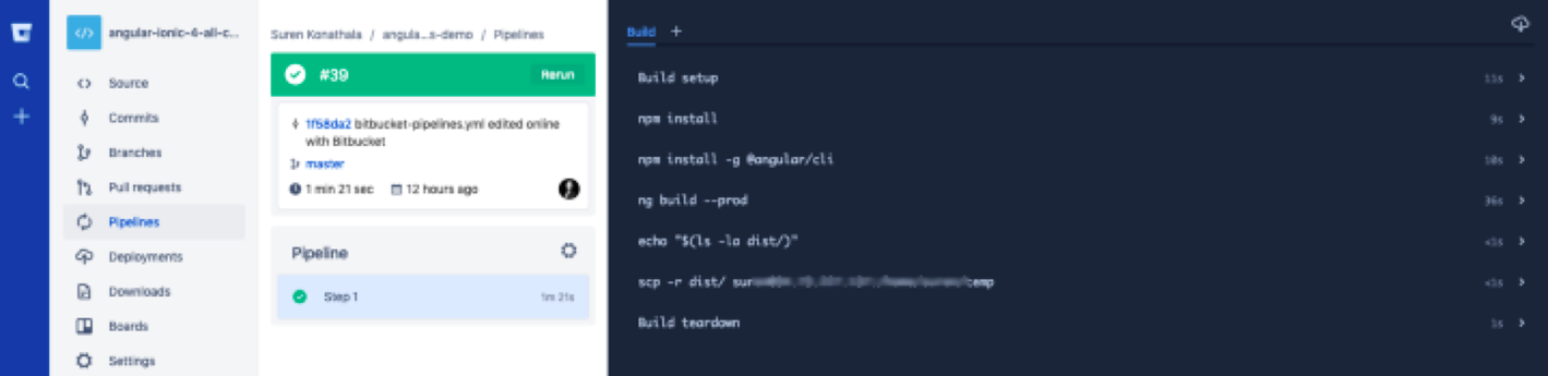 Running Bitbucket Pipelines to deploy Angular code