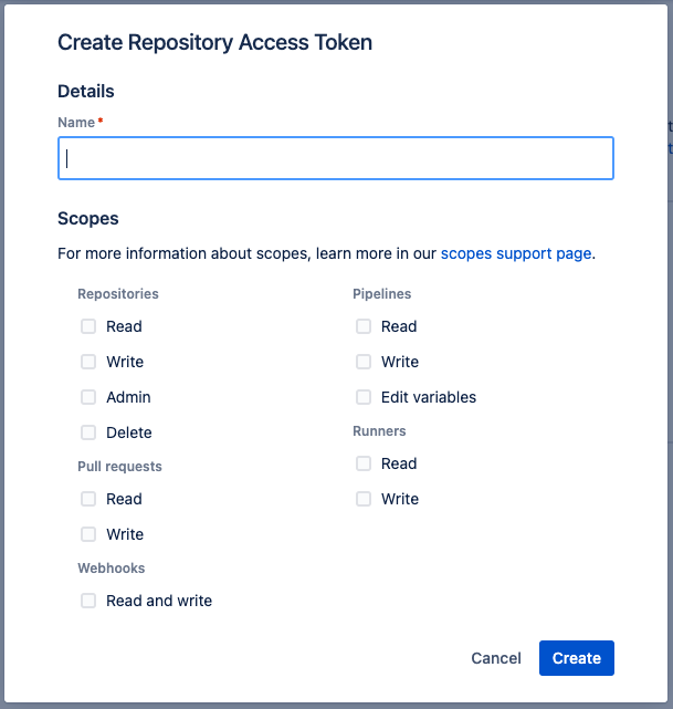 Create Repository Access Token Dialog