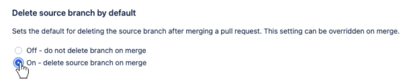 Bitbucket Cloud branching model settings - new repository setting for deleting source branch by default