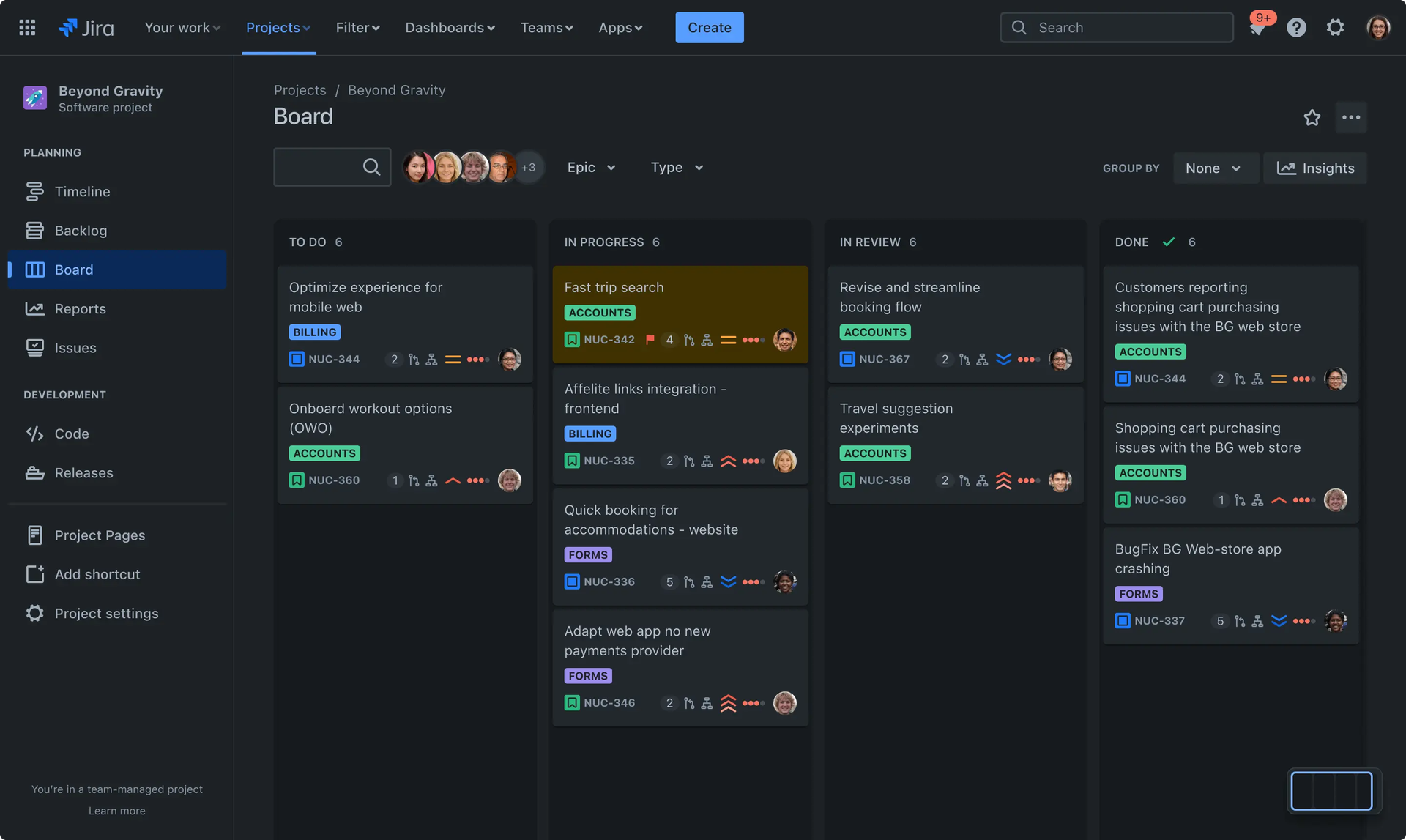 In Jira, break down big ideas into manageable steps across teams with user stories, issues, and tasks.