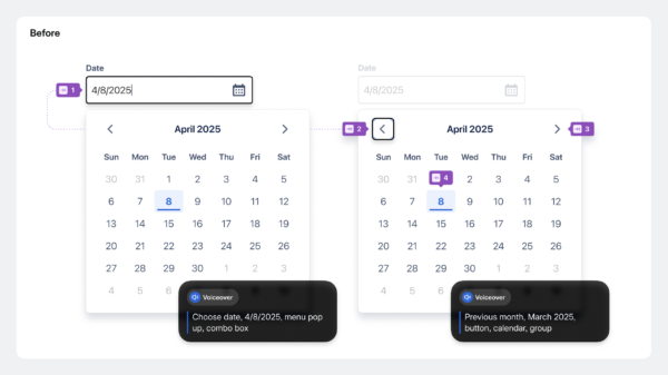 A date picker module showing the before state