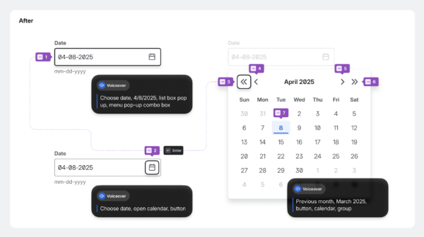 A date picker module showing the after state