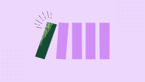 Five domino-like blocks in a row; one standout block topples the rest, illustrating how a single AI superuser sets a team in motion.
