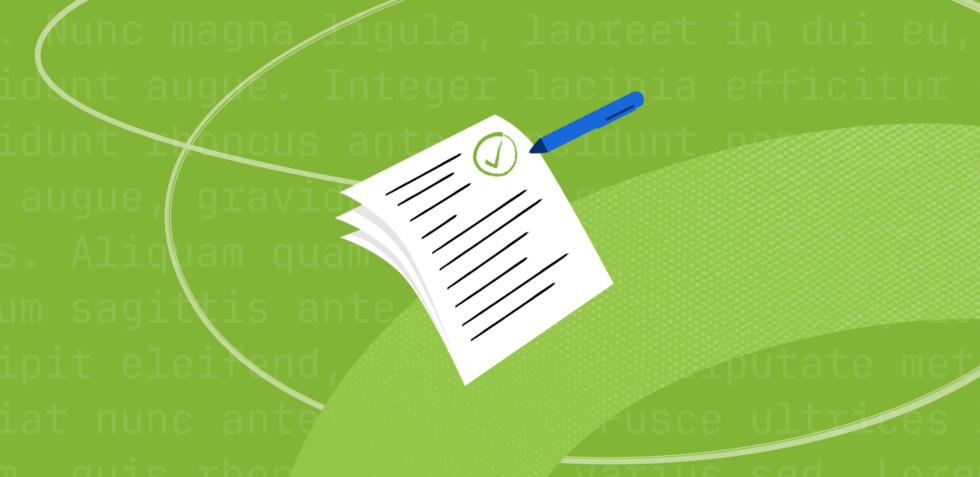 Pages of writing being checked by a pen
