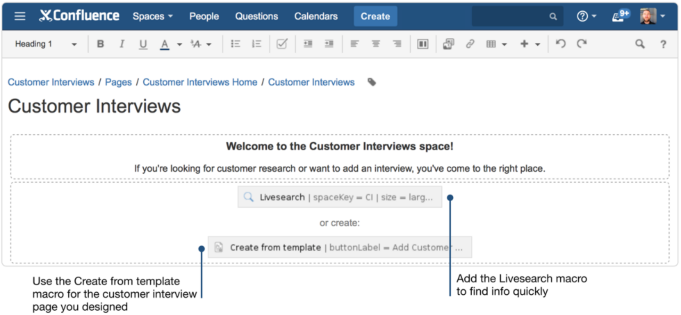 Creating insightful customer interview pages using Confluence