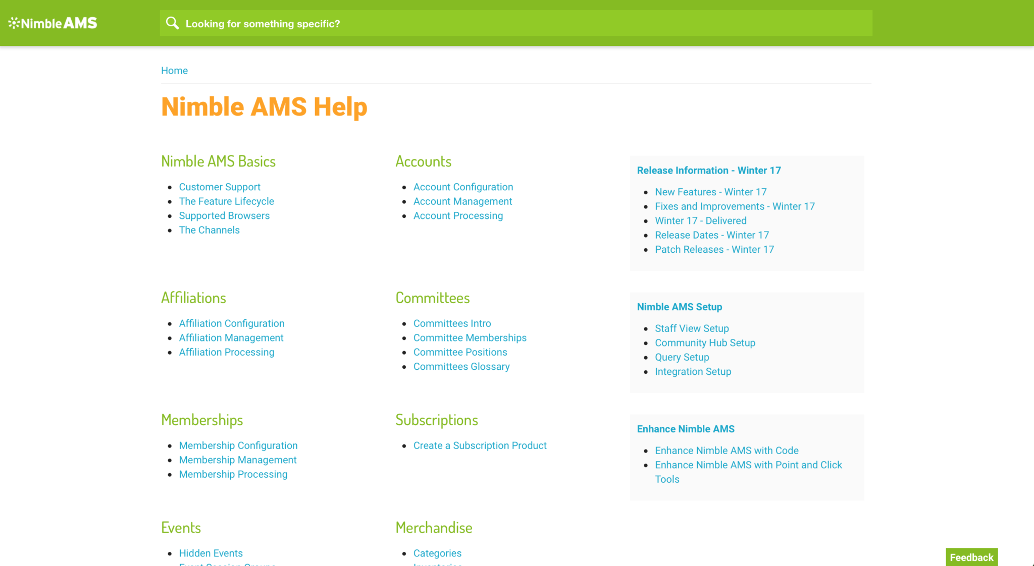 screenshot of documentation site
